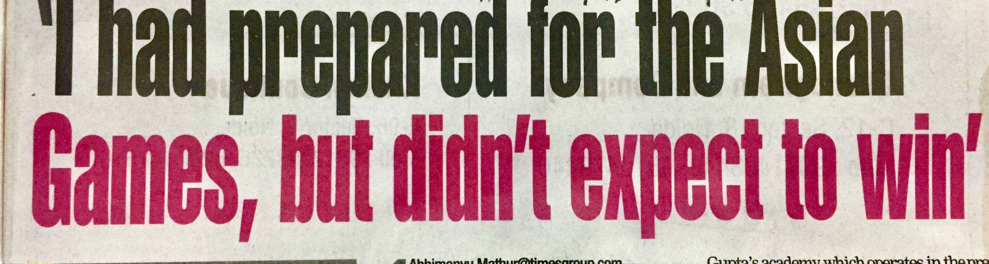 TOI I did not hope to win